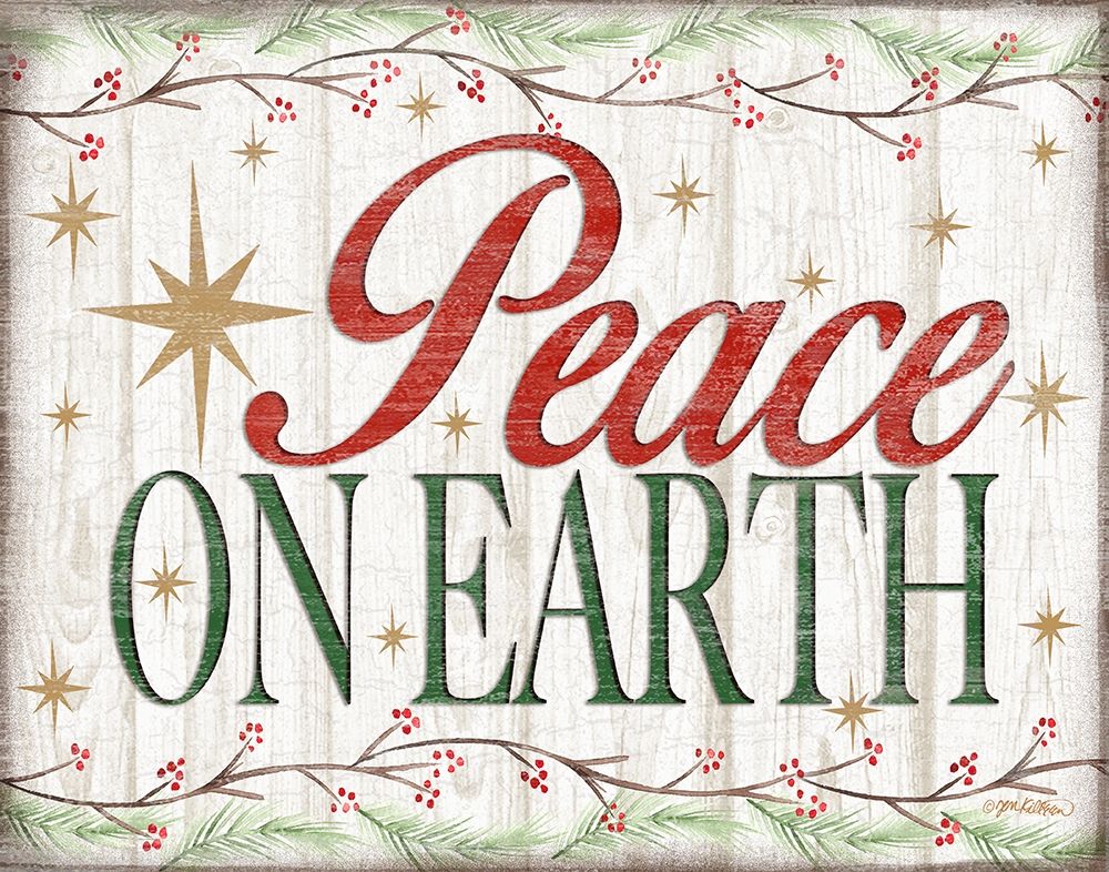 Peace on Earth Woodgrain sign art print by Jen Killeen for $57.95 CAD