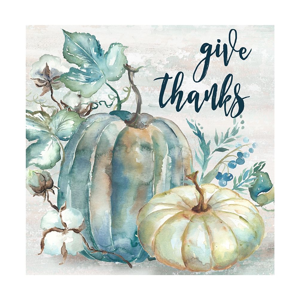 Blue Watercolor Harvest Square Give Thanks art print by Tre Sorelle Studios for $57.95 CAD