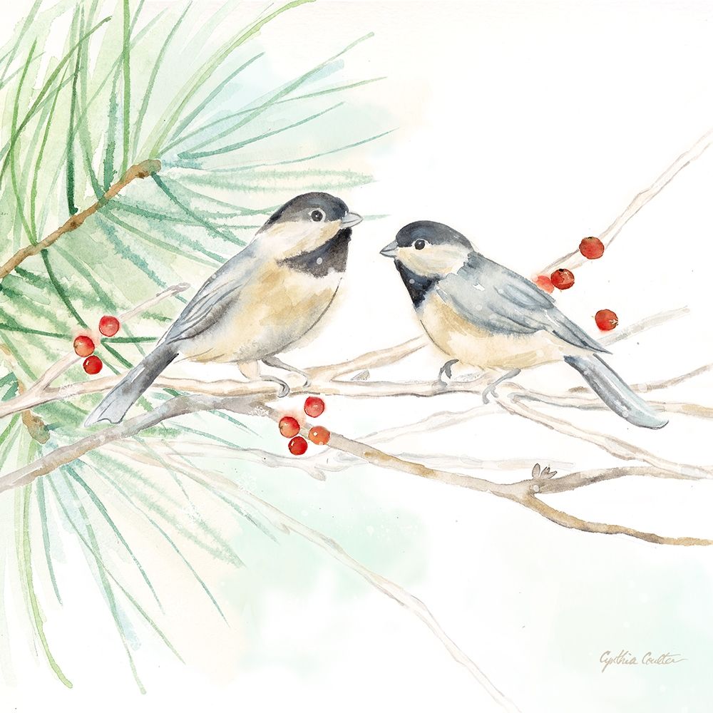 Winter Birds II Chickadees art print by Cynthia Coulter for $57.95 CAD