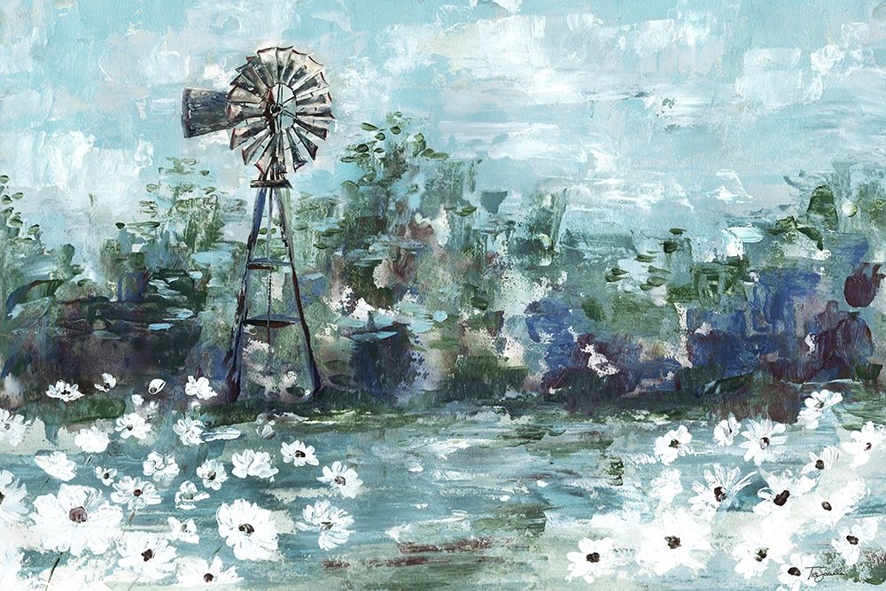 Windmill and Daisies Landscape art print by Tre Sorelle Studios for $57.95 CAD