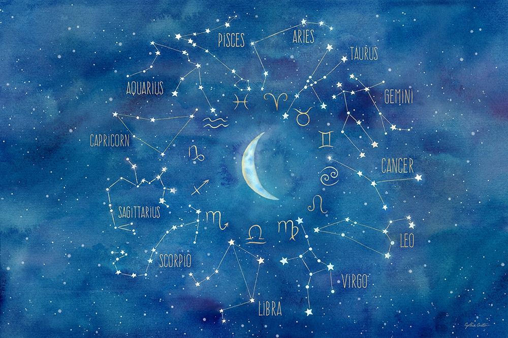 Star Sign with Moon Landscape art print by Cynthia Coulter for $57.95 CAD