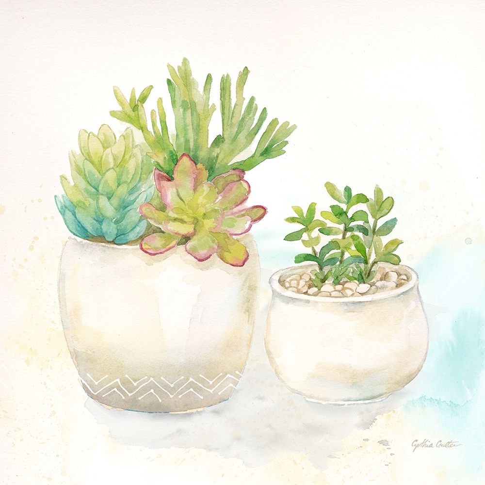 Sweet Succulent Pots I art print by Cynthia Coulter for $57.95 CAD