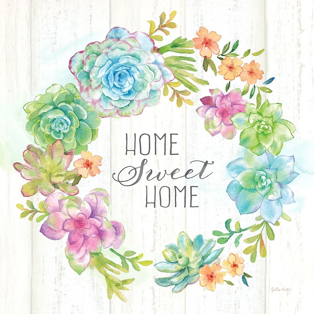 Sweet Succulents Wreath Home art print by Cynthia Coulter for $57.95 CAD