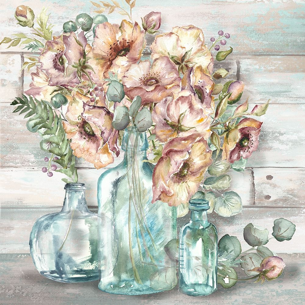 Blush Poppies and Eucalyptus Still Life art print by Tre Sorelle Studios for $57.95 CAD