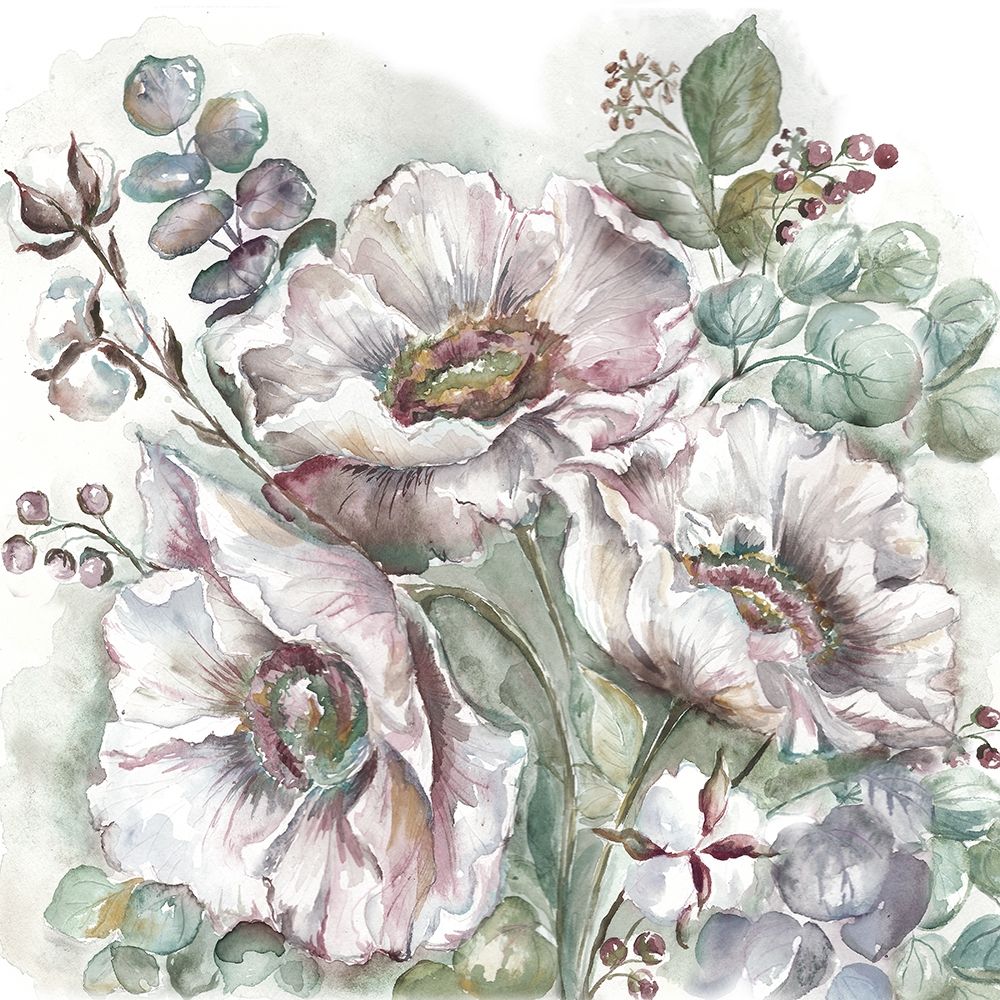 Blush Poppies and Eucalyptus  art print by Tre Sorelle Studios for $57.95 CAD