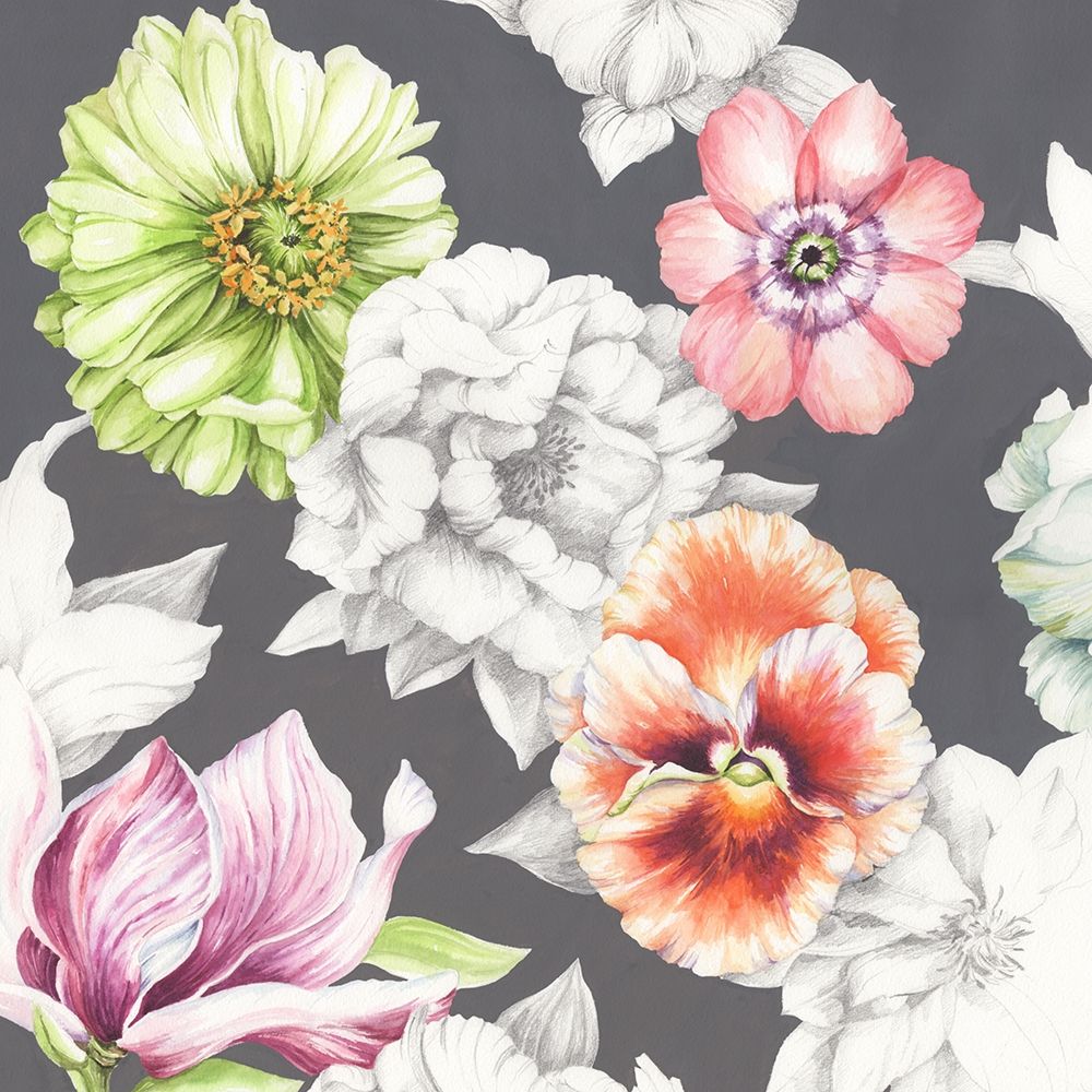 Floral Sketch on Grey art print by Jane Wicks for $57.95 CAD