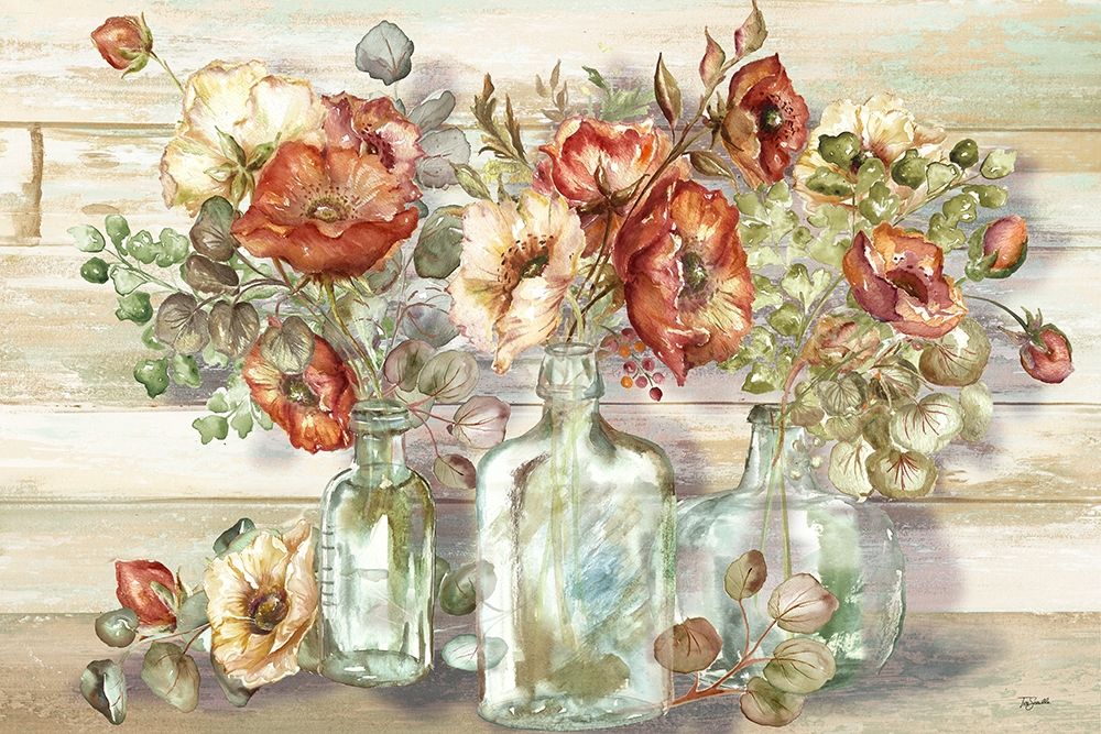 Spice Poppies and Eucalyptus in bottles Landscape art print by Tre Sorelle Studios for $57.95 CAD