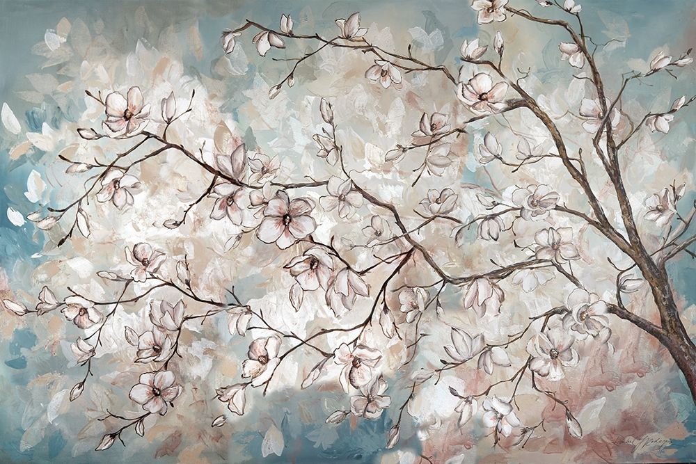 Magnolia branches on blue art print by Tre Sorelle Studios for $57.95 CAD
