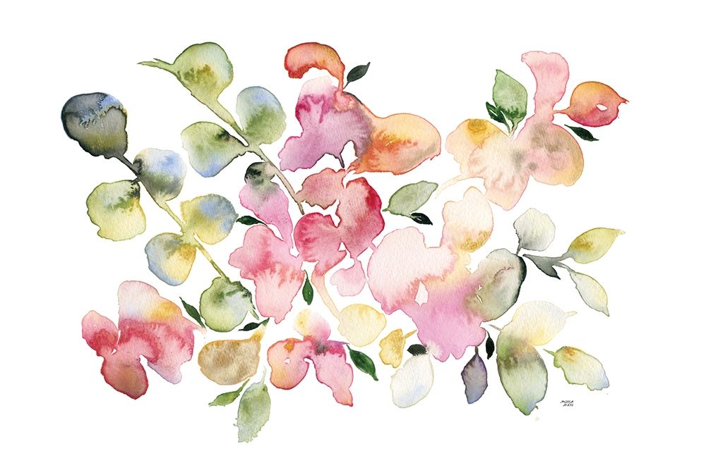 Shades of Pink Watercolor Floral art print by Andrea Bijou for $57.95 CAD