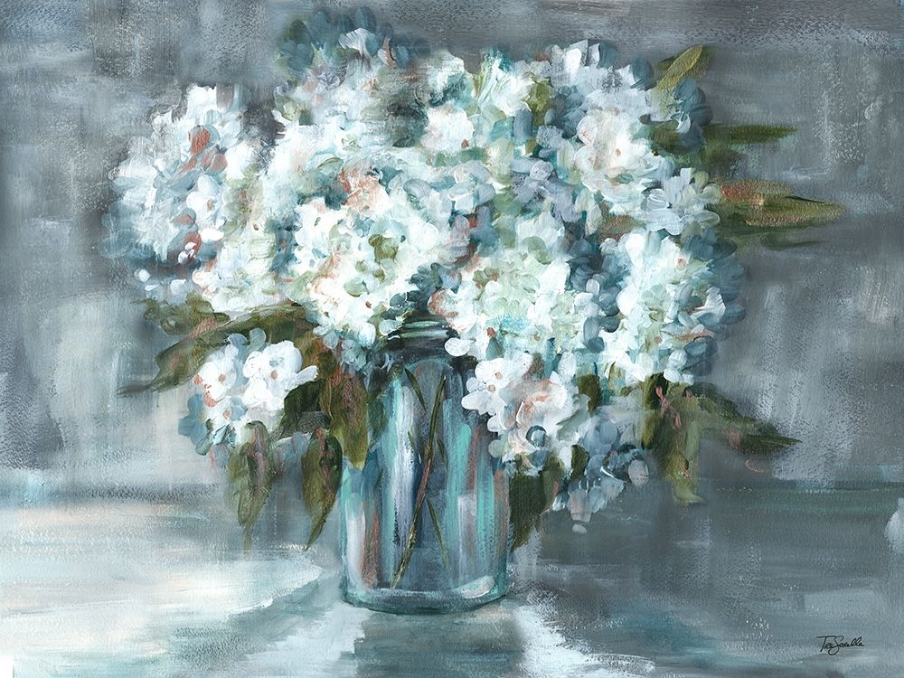 White Hydrangeas on Gray Landscape art print by Tre Sorelle Studios for $57.95 CAD