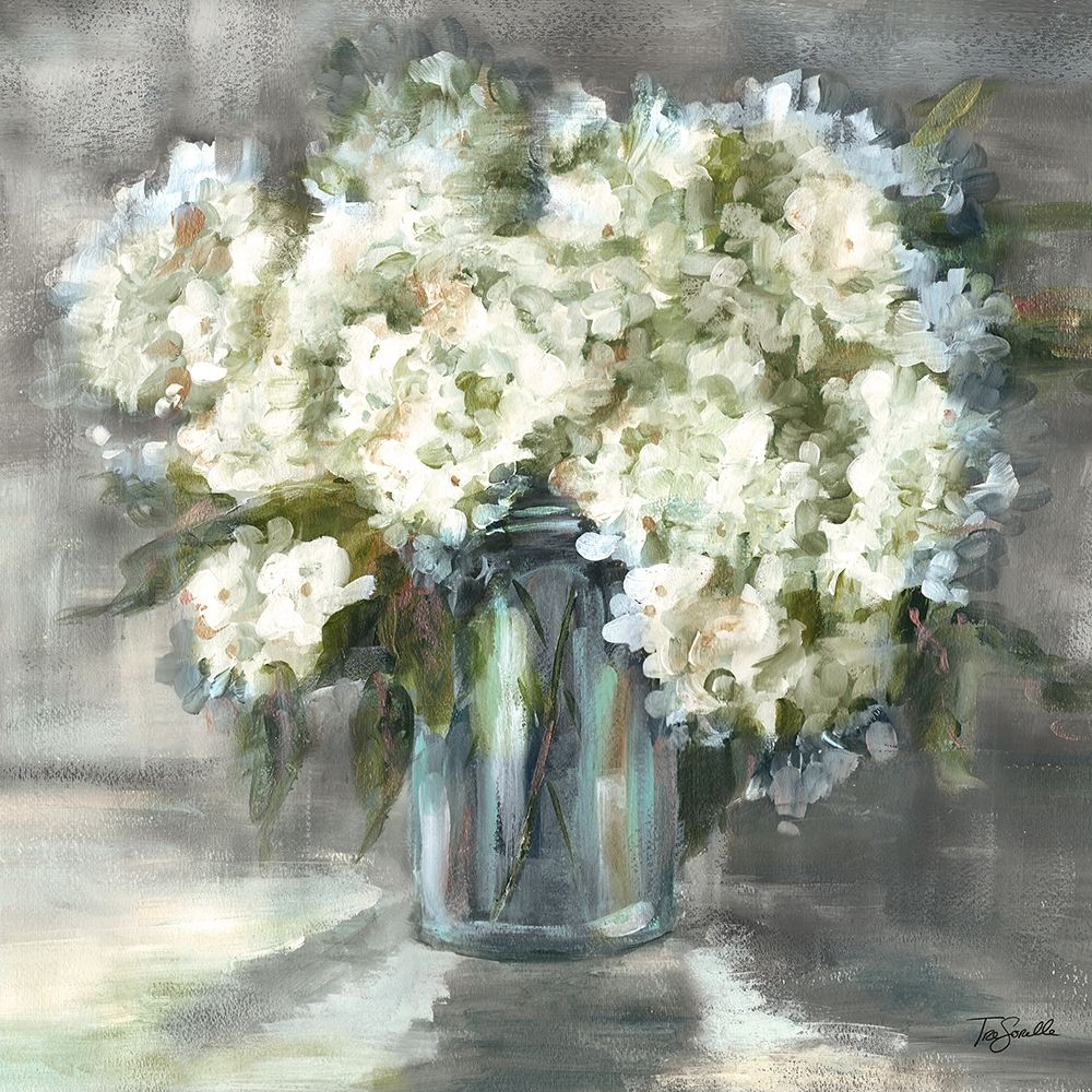 White and Taupe Hydrangeas Sill Life art print by Tre Sorelle Studios for $57.95 CAD