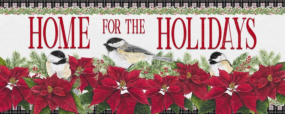 Chickadee Christmas Red-Home for the Holidays horizontal art print by Tara Reed for $57.95 CAD