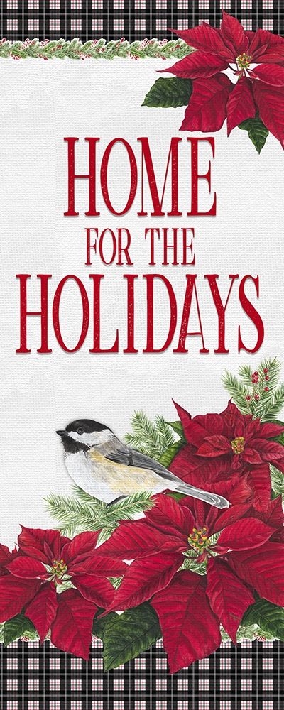 Chickadee Christmas Red-Home for the Holidays vertical art print by Tara Reed for $57.95 CAD