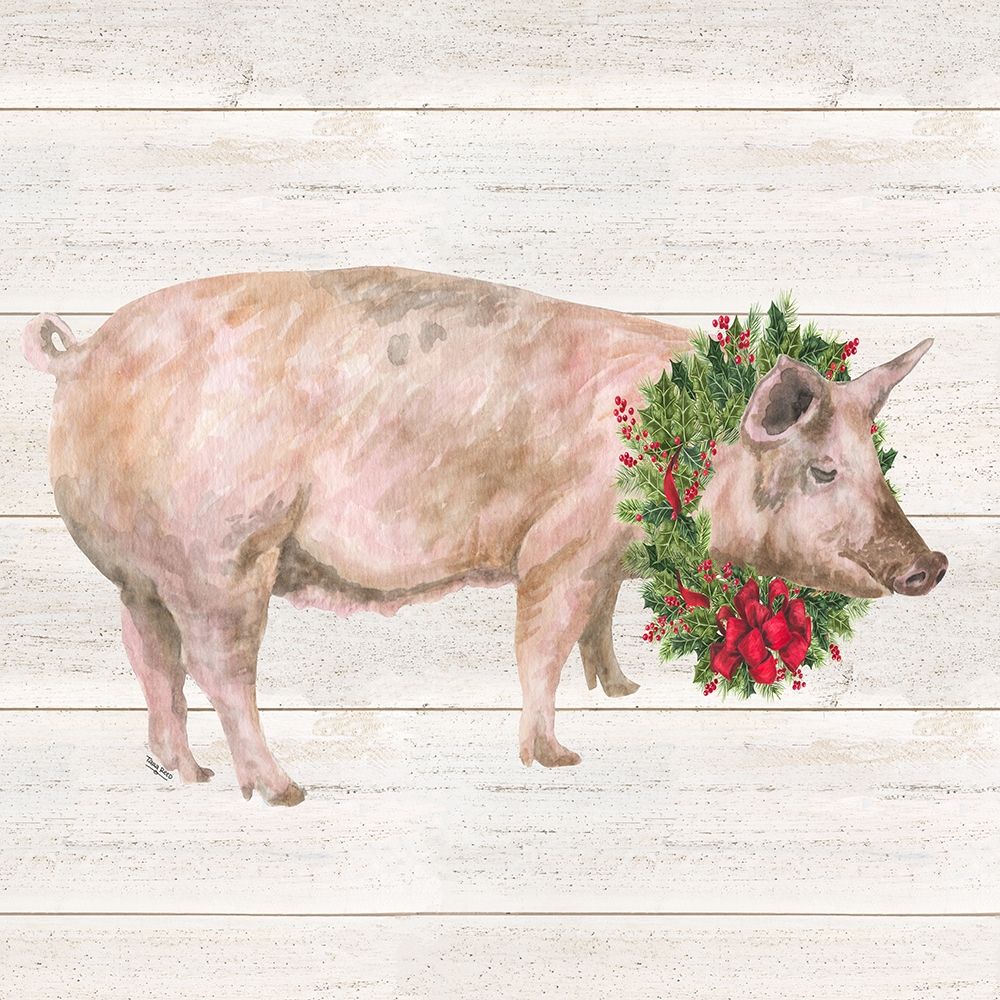 Christmas on the Farm IV-Pig art print by Tara Reed for $57.95 CAD