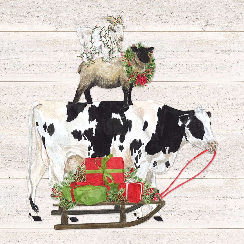 Christmas on the Farm VII-Trio Facing right art print by Tara Reed for $57.95 CAD
