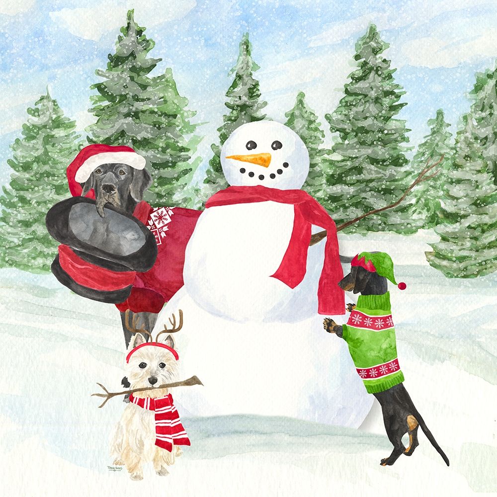 Dog Days of Christmas I-Building Snowman art print by Tara Reed for $57.95 CAD