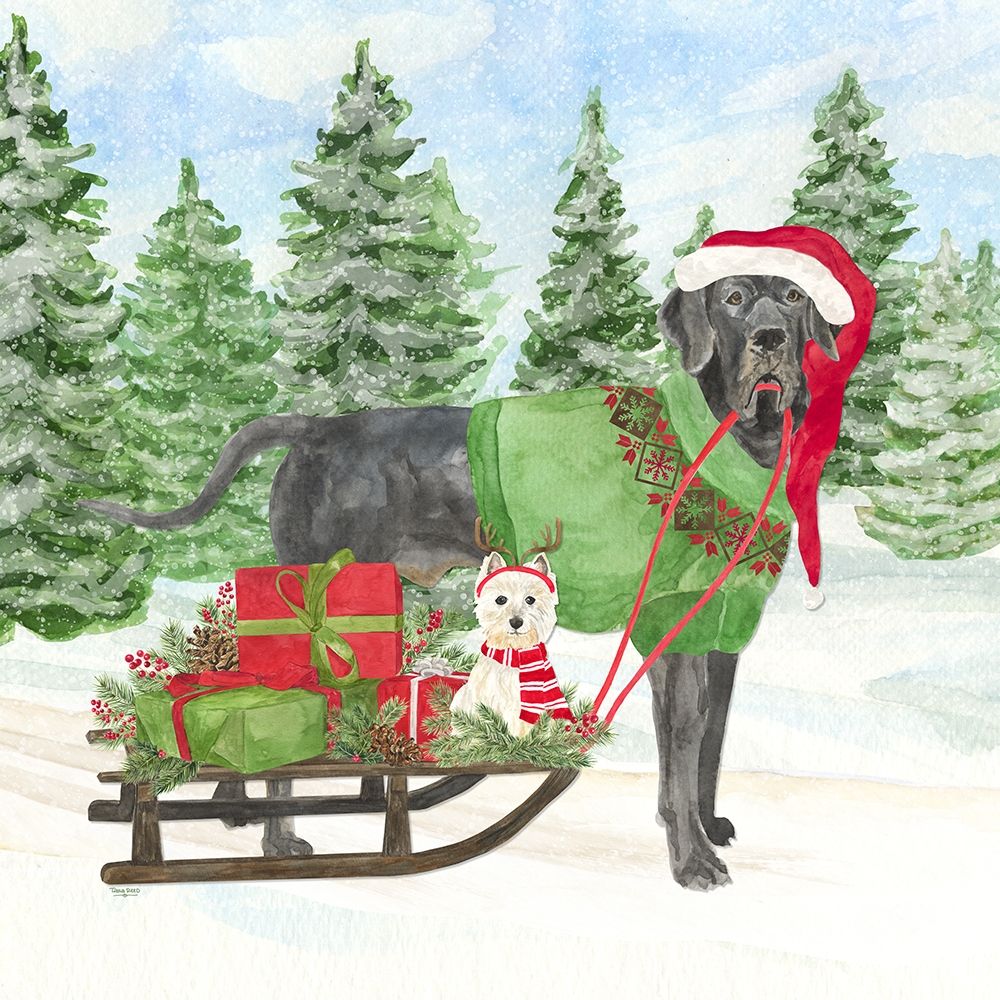 Dog Days of Christmas II-Sled with Gifts art print by Tara Reed for $57.95 CAD