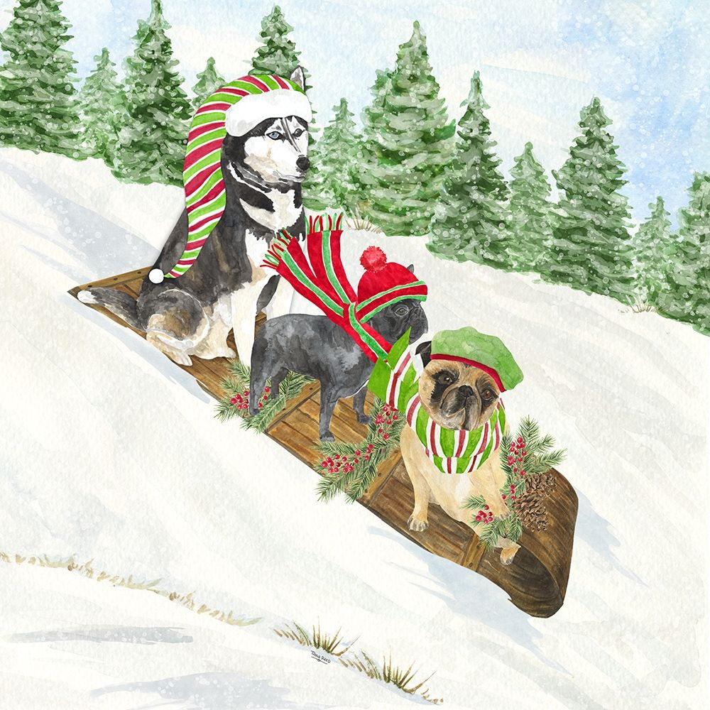 Dog Days of Christmas III-Sledding art print by Tara Reed for $57.95 CAD