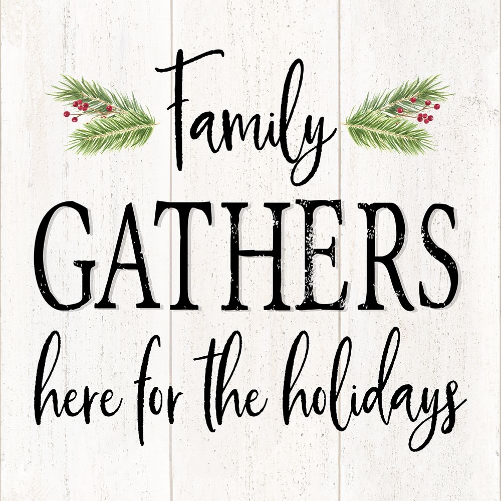Peaceful Christmas I-Family Gathers black text art print by Tara Reed for $57.95 CAD