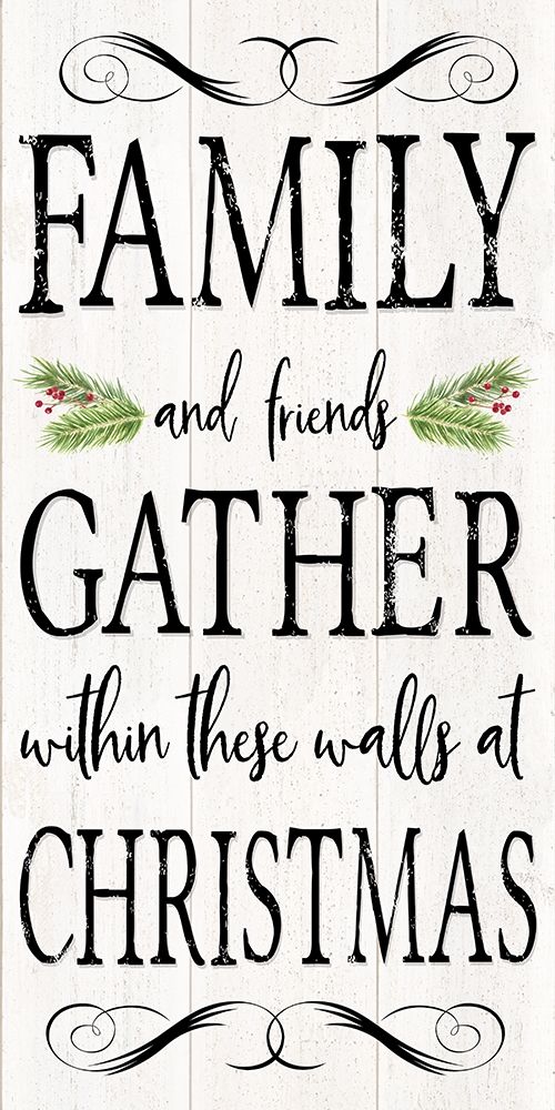 Peaceful Christmas-Family Gathers vert black text art print by Tara Reed for $57.95 CAD