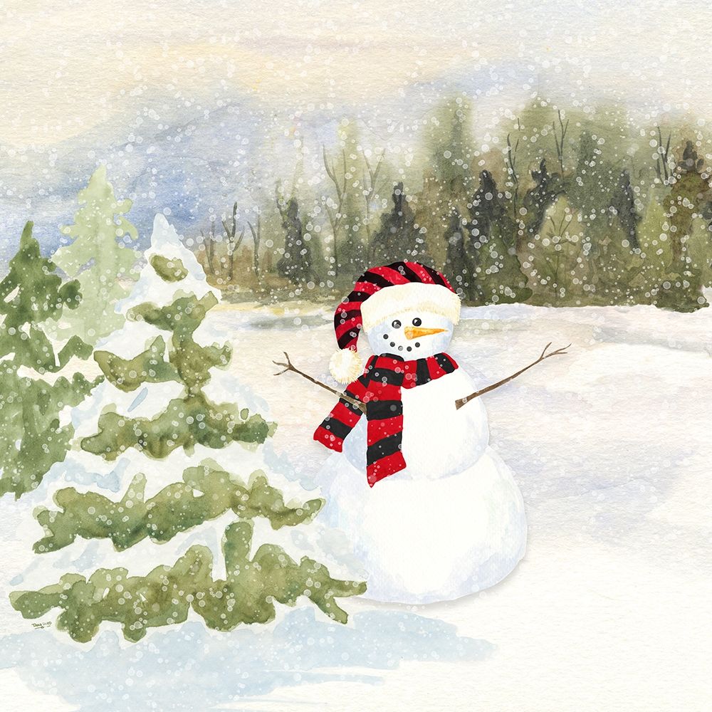 Snowman Wonderland II-Red Black Santa Hat art print by Tara Reed for $57.95 CAD