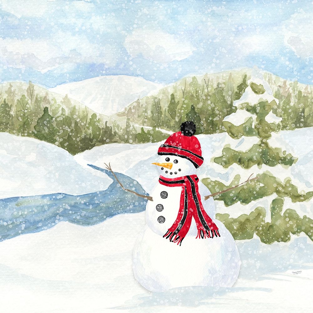 Snowman Wonderland III-Stream Scene art print by Tara Reed for $57.95 CAD