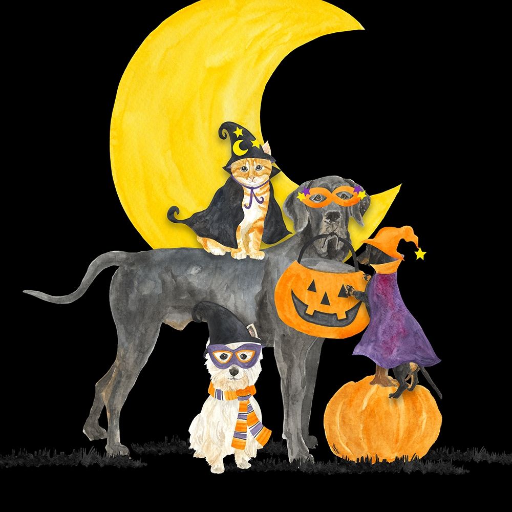 Fright Night Friends II-Dog with Pumpkin art print by Tara Reed for $57.95 CAD