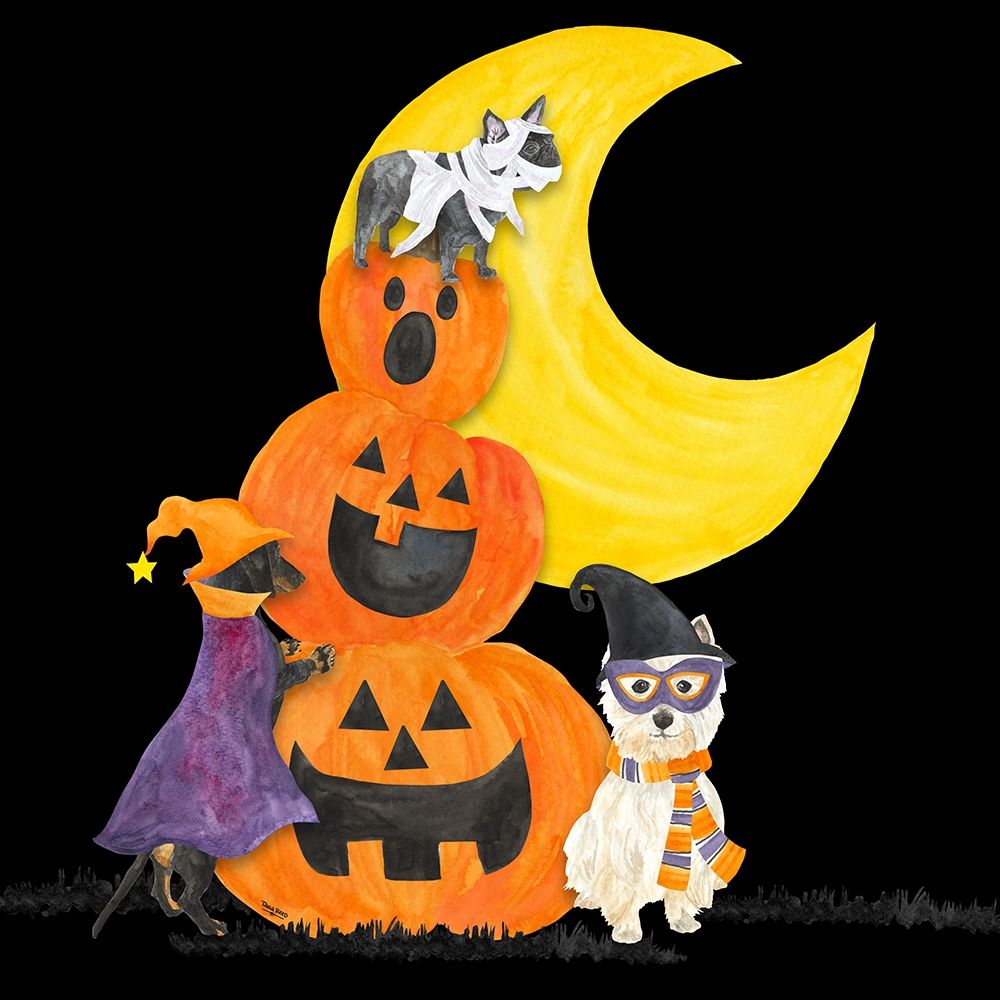 Fright Night Friends IV-Pumpkin Stack art print by Tara Reed for $57.95 CAD
