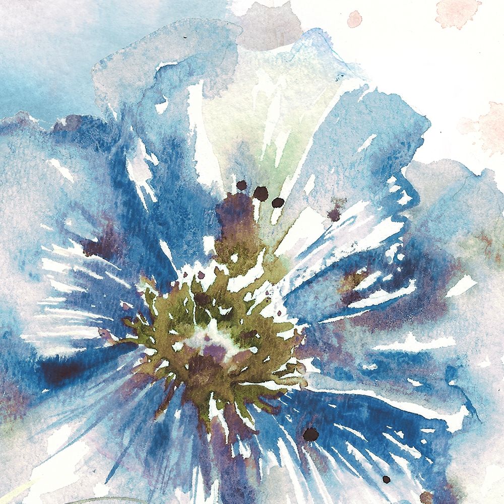 Blue Watercolor Poppy Close Up I art print by Tre Sorelle Studios for $57.95 CAD