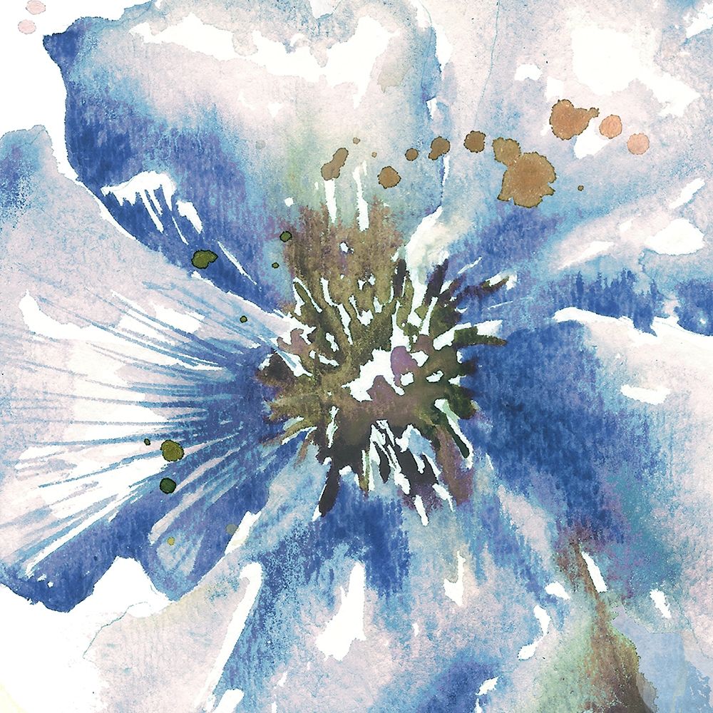 Blue Watercolor Poppy Close Up II art print by Tre Sorelle Studios for $57.95 CAD