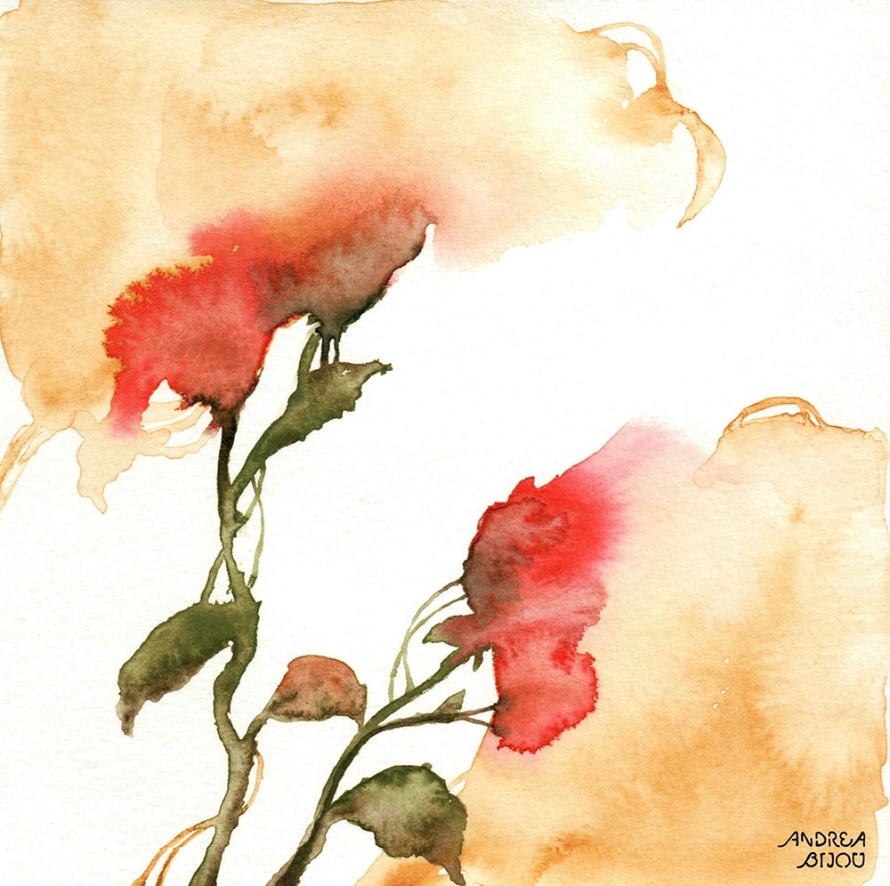 Watercolor Floral Yellow and Red II art print by Andrea Bijou for $57.95 CAD