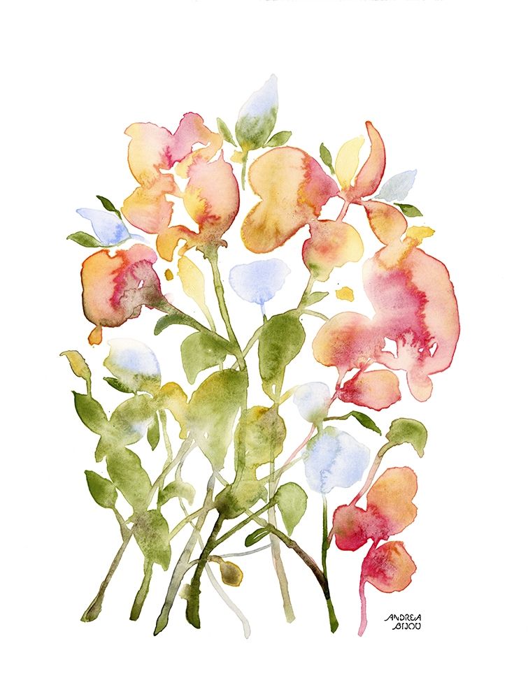 Blue and Pink Florals art print by Andrea Bijou for $57.95 CAD