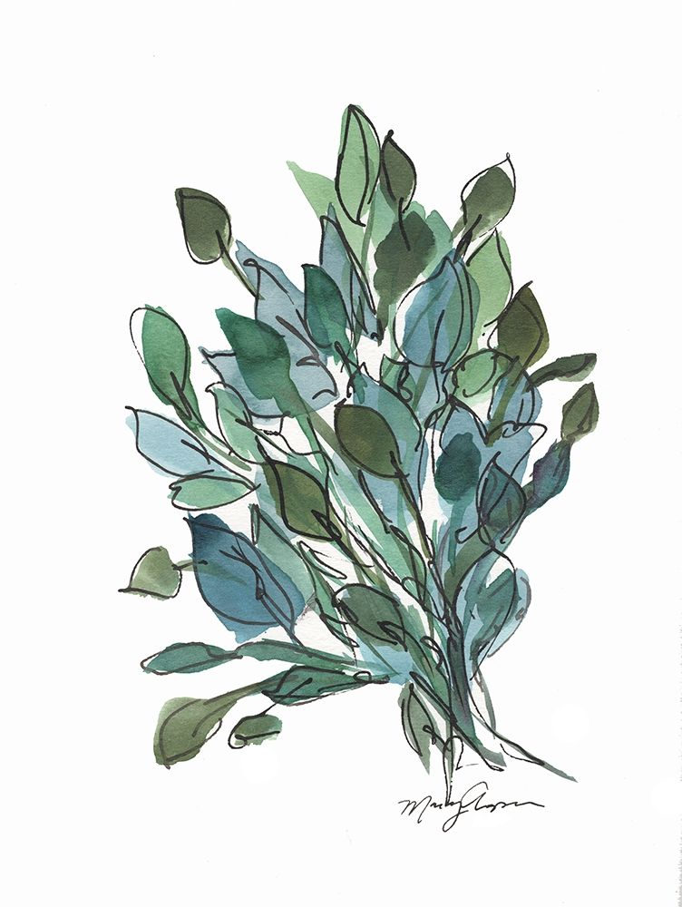 Blue Green Leaves art print by Marcy Chapman for $57.95 CAD