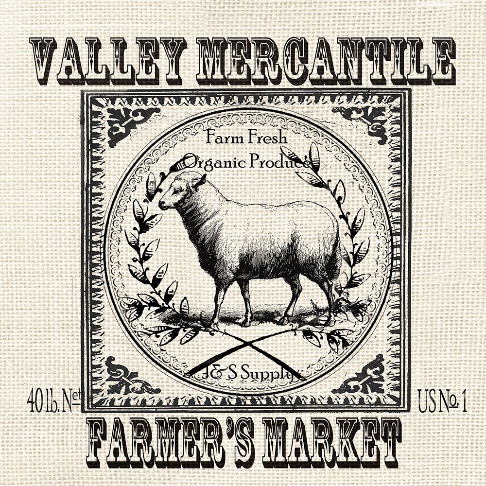 Farmhouse Grain Sack Label Sheep art print by Tre Sorelle Studios for $57.95 CAD