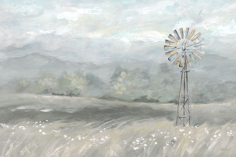 Country Meadow Windmill Landscape Neutral art print by Cynthia Coulter for $57.95 CAD