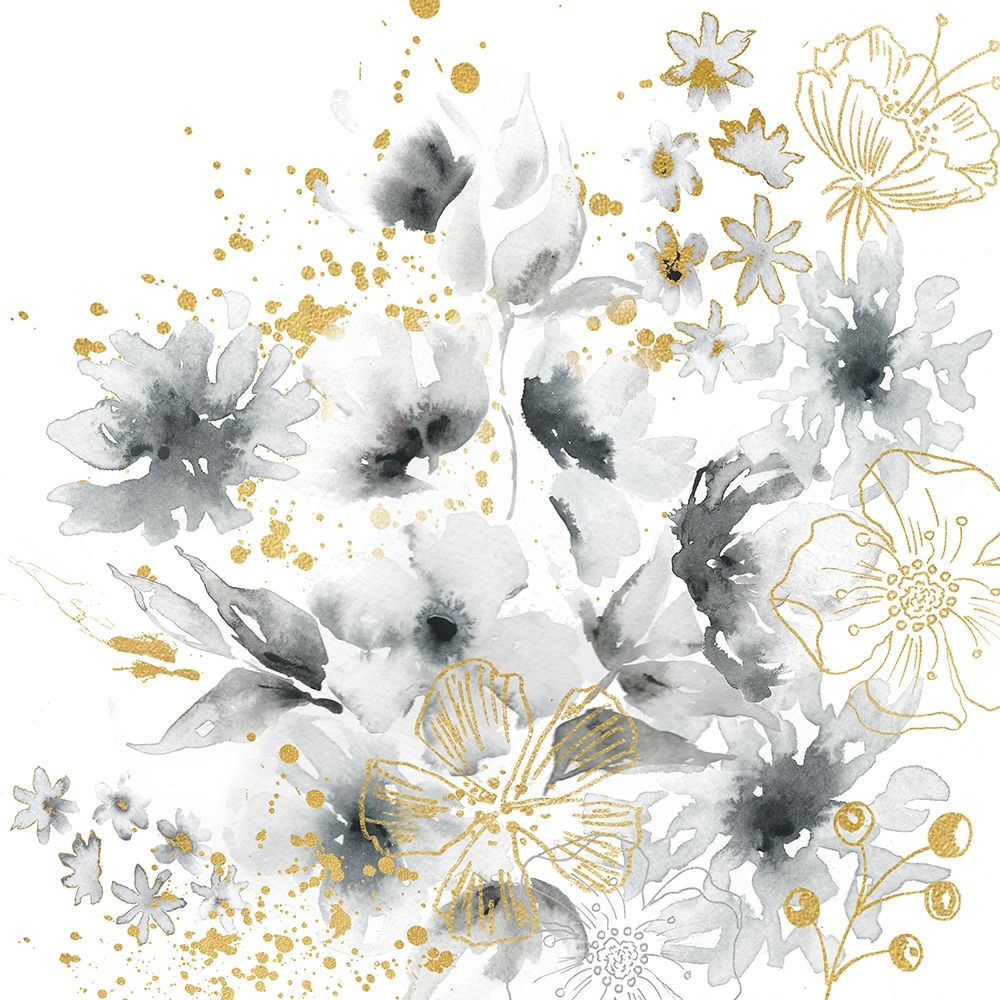 Watercolor Gray and Gold Floral art print by Tre Sorelle Studios for $57.95 CAD