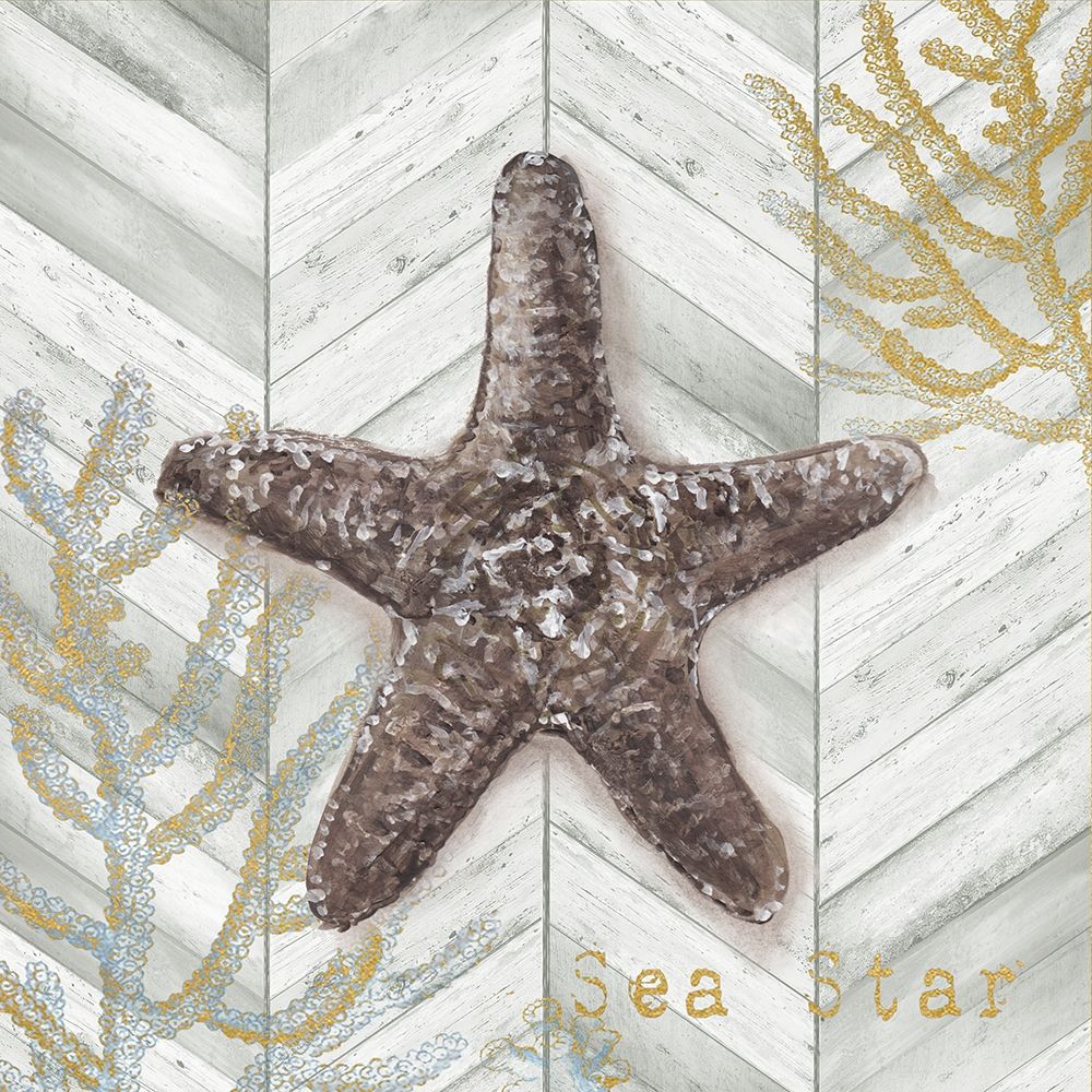 Gray Gold Chevron Star Fish art print by Tre Sorelle Studios for $57.95 CAD