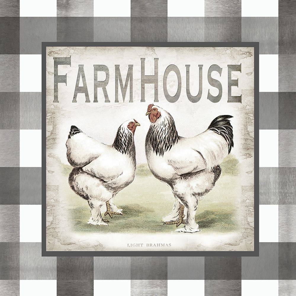 Buffalo Check Farm House Chickens Neutral I art print by Tre Sorelle Studios for $57.95 CAD