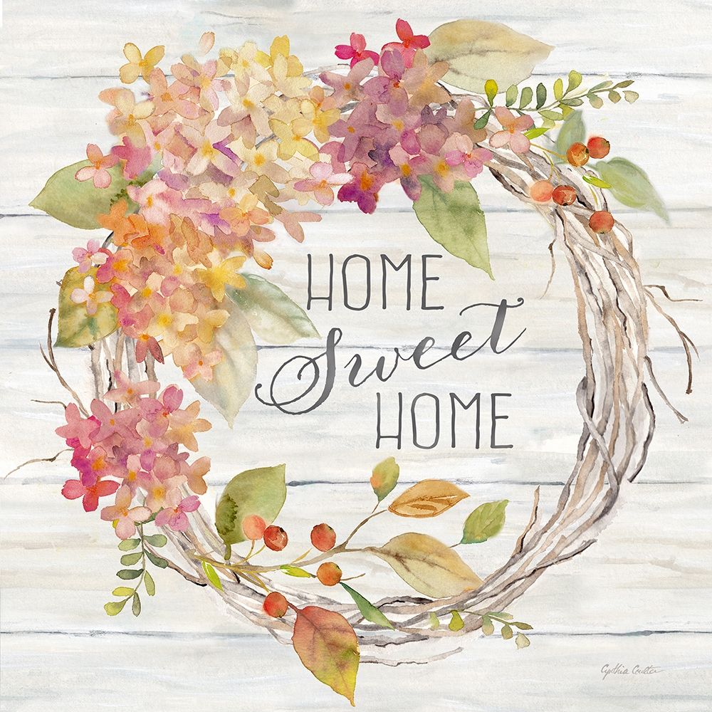 Farmhouse Hydrangea Wreath Spice I Home art print by Cynthia Coulter for $57.95 CAD