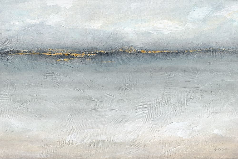 Serene Sea Grey Gold Landscape art print by Cynthia Coulter for $57.95 CAD