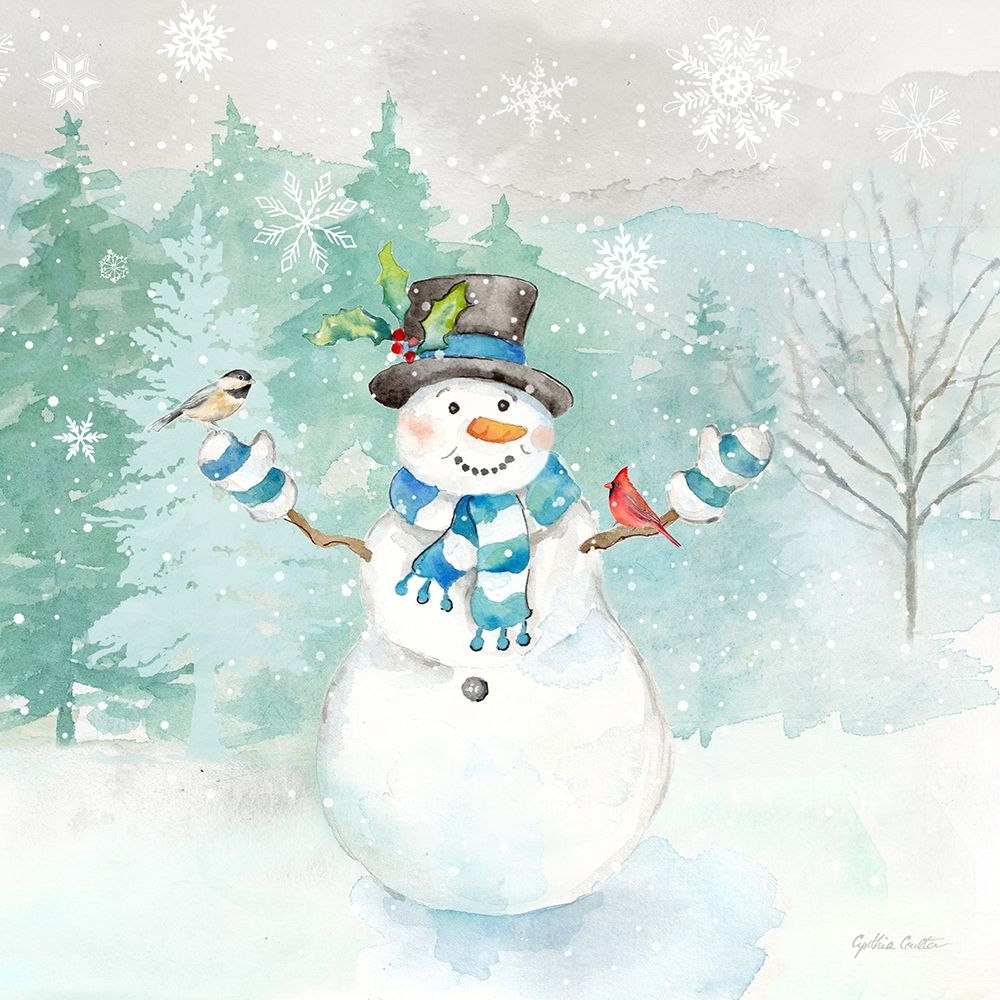 Let it Snow Blue Snowman I art print by Cynthia Coulter for $57.95 CAD