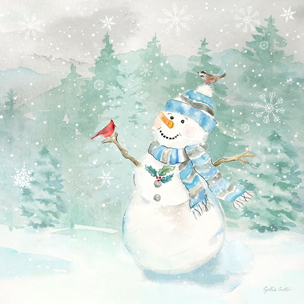 Let it Snow Blue Snowman II art print by Cynthia Coulter for $57.95 CAD