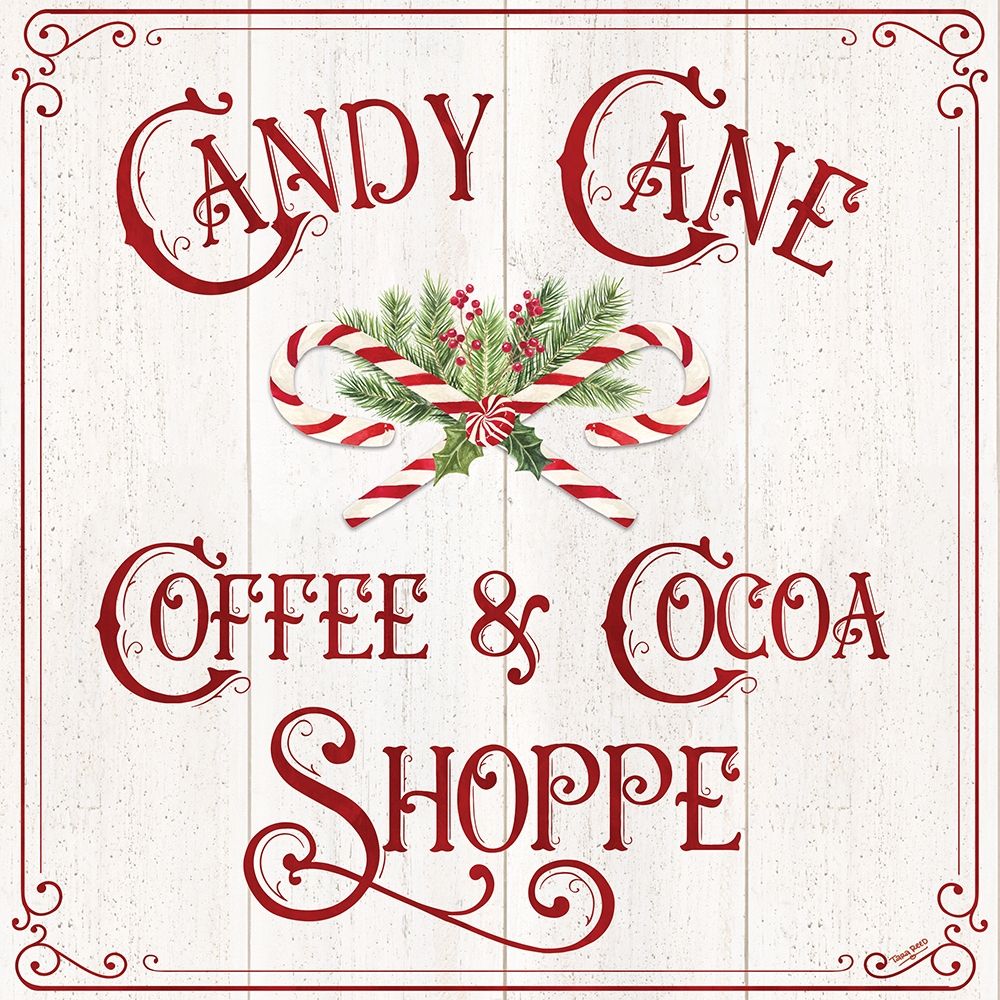 Vintage Christmas Signs I-Candy Cane Coffee art print by Tara Reed for $57.95 CAD