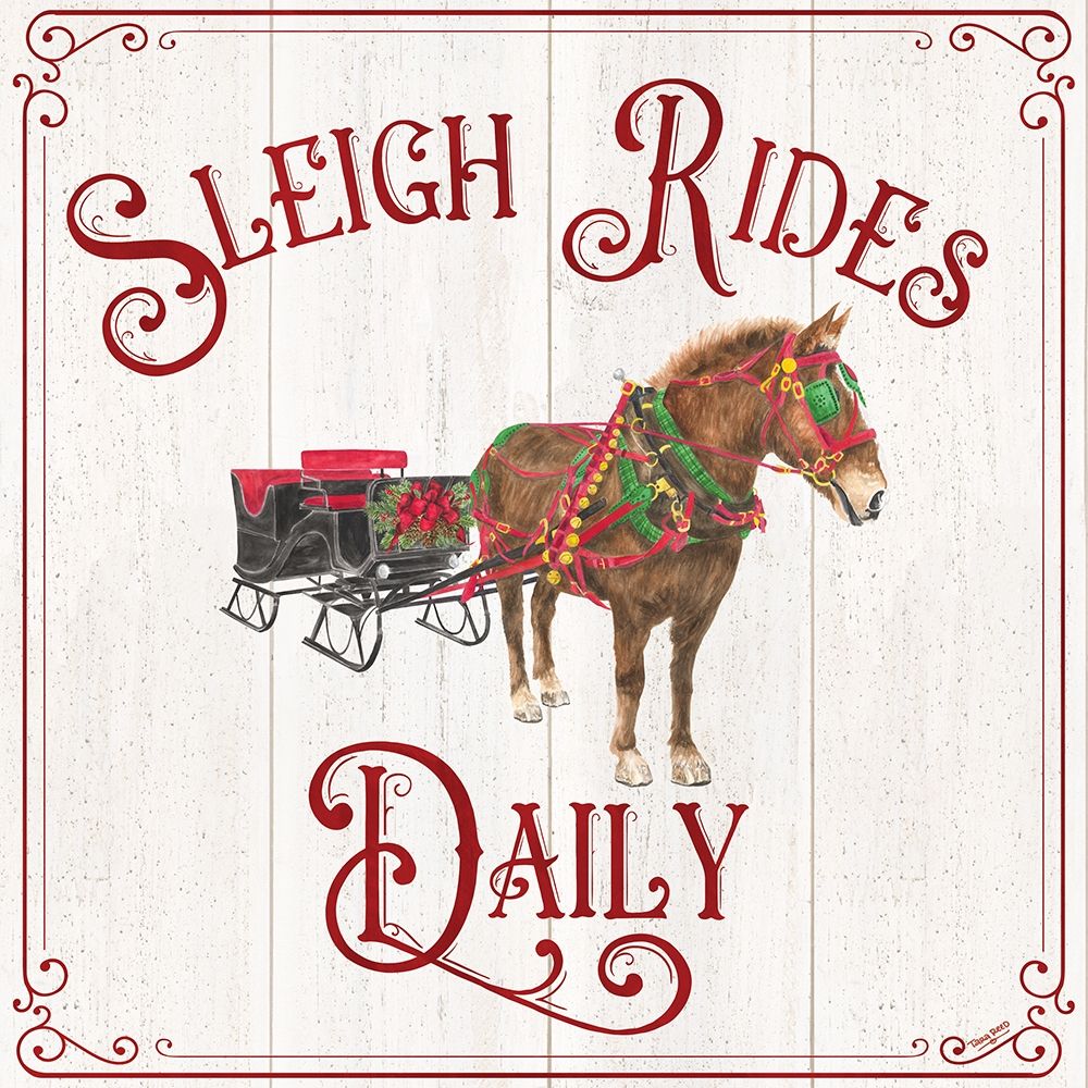 Vintage Christmas Signs V-Sleigh Rides art print by Tara Reed for $57.95 CAD