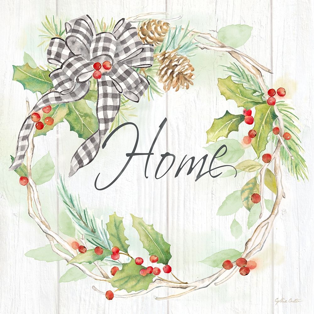 Holiday Gingham Wreath I art print by Cynthia Coulter for $57.95 CAD