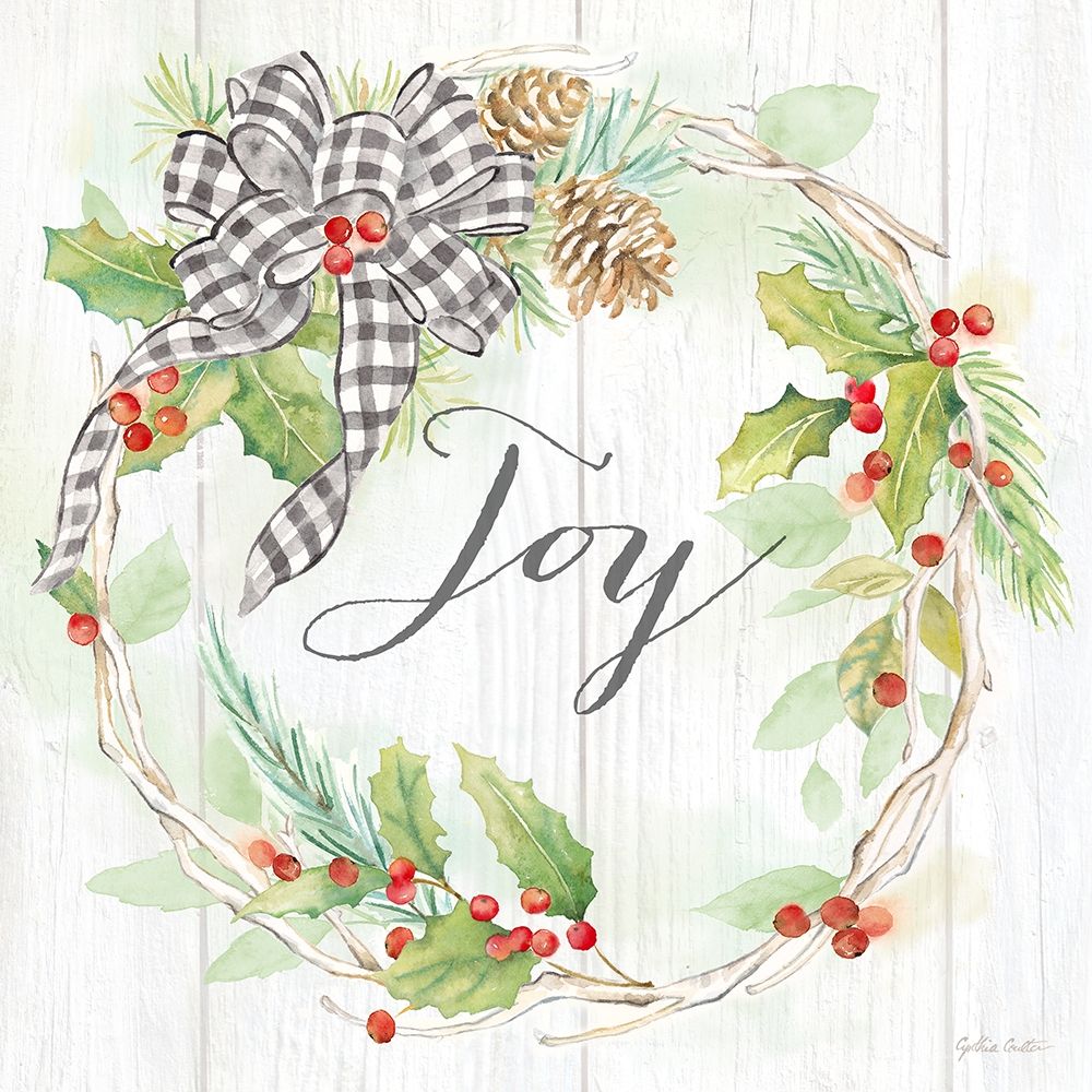 Holiday Gingham Wreath II art print by Cynthia Coulter for $57.95 CAD