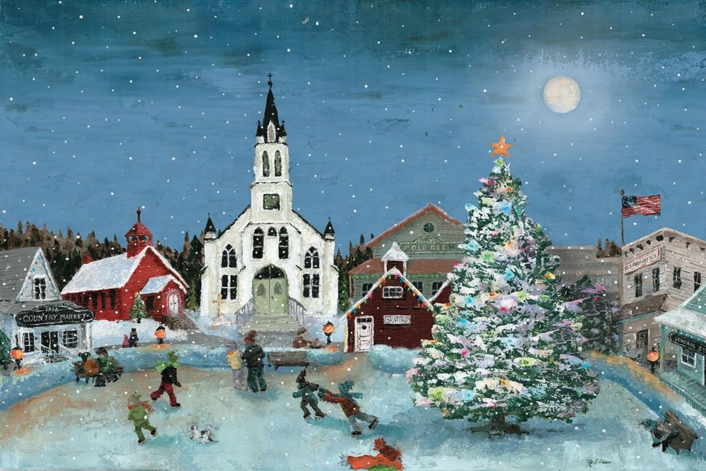 Christmas Scene-Moon art print by Marie-Elaine Cusson for $57.95 CAD