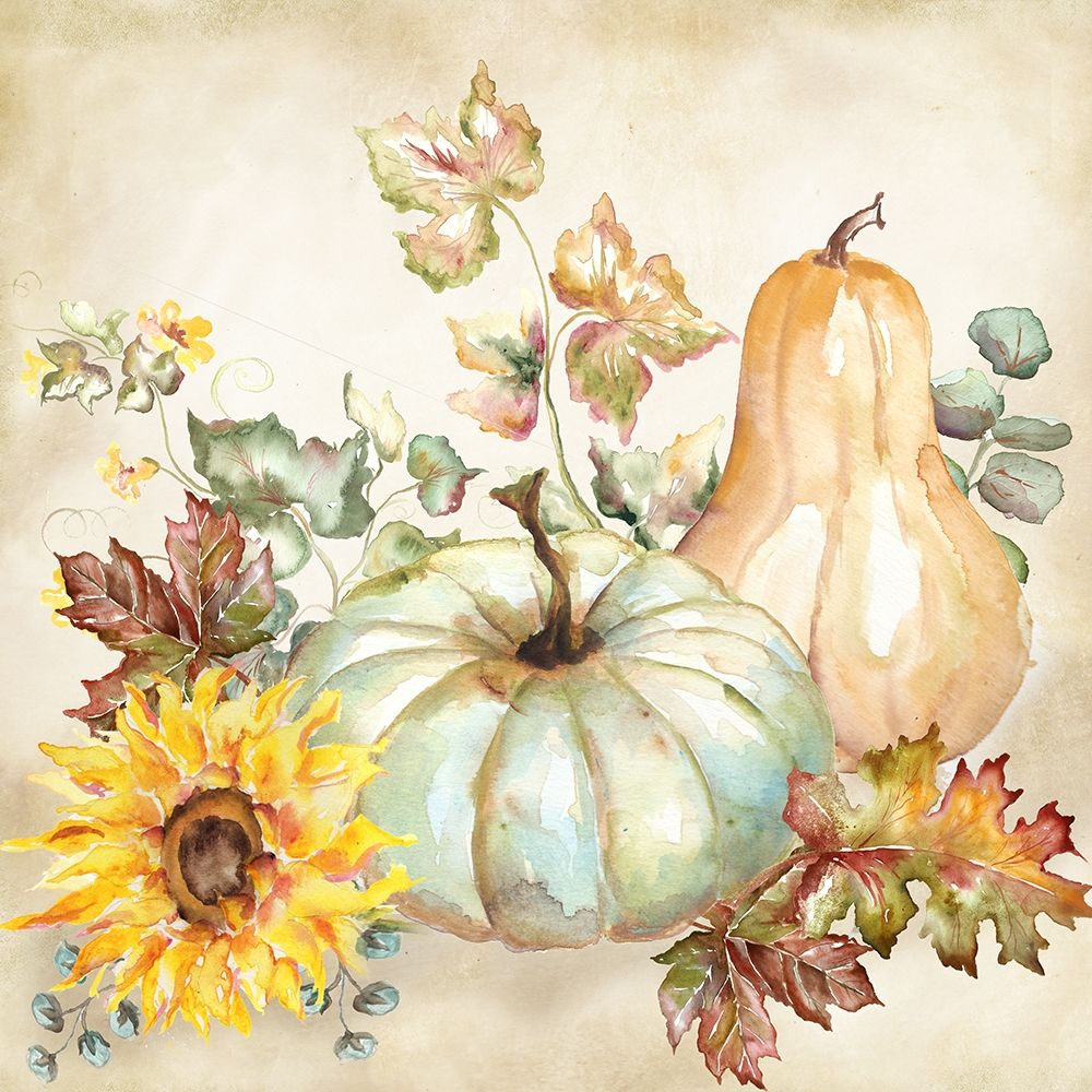 Watercolor Harvest Pumpkin II art print by Tre Sorelle Studios for $57.95 CAD