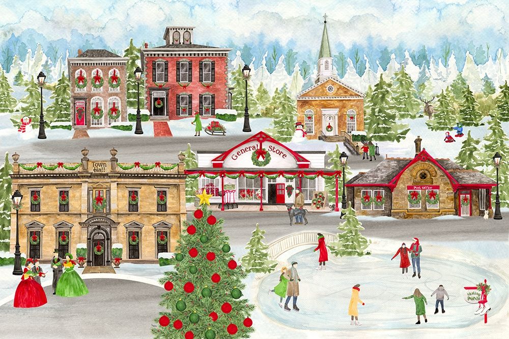 Christmas Village landscape art print by Tara Reed for $57.95 CAD