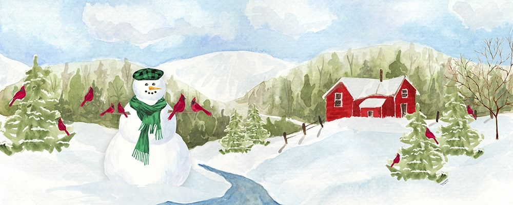Snowman Christmas panel II art print by Tara Reed for $57.95 CAD